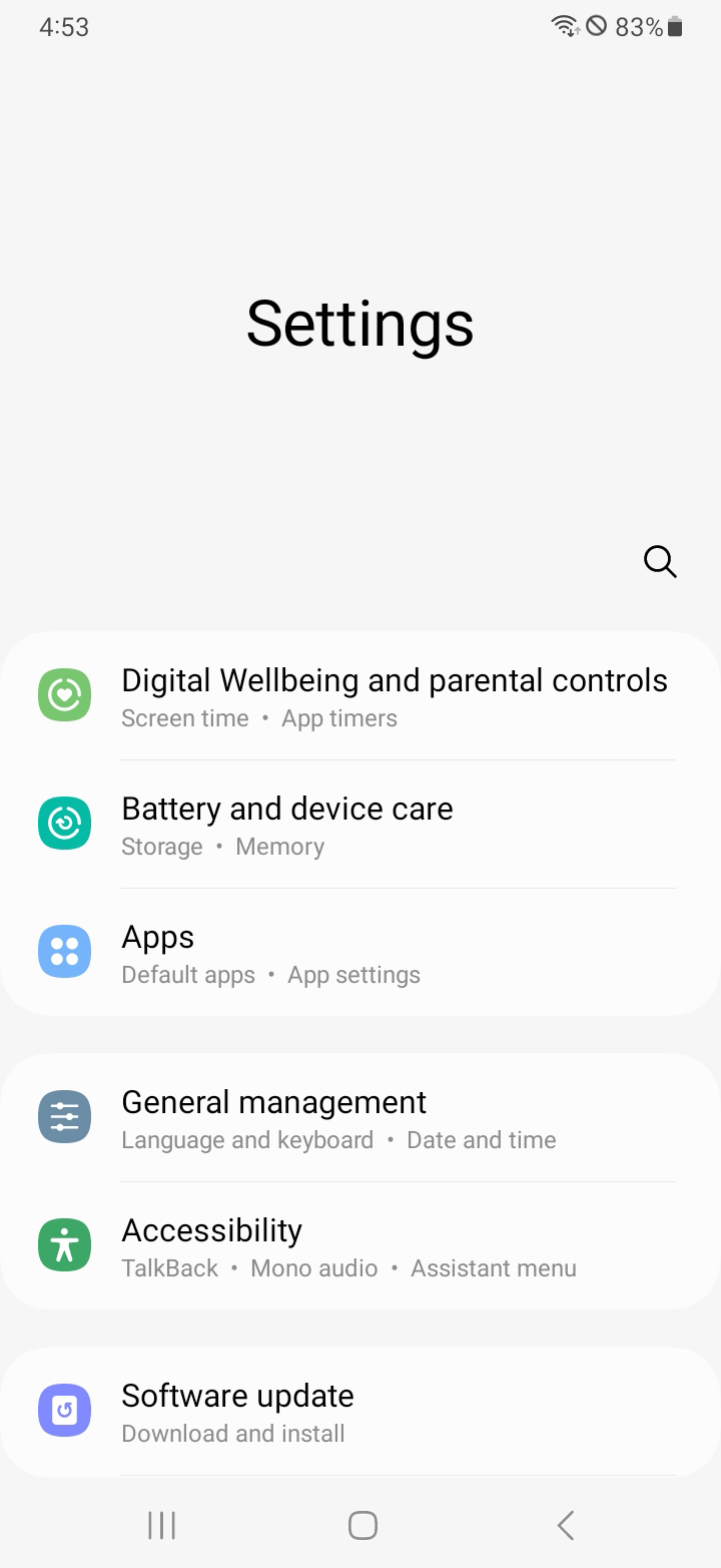 Android storage settings showing available space