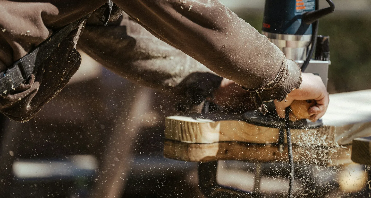 Contractor framing a structure on a jobsite