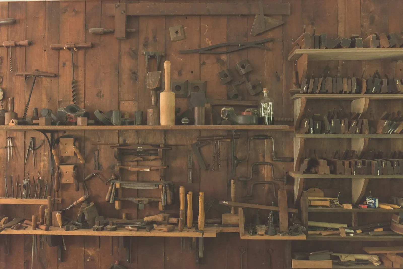 Workshop wall with every hand tool hung in its place